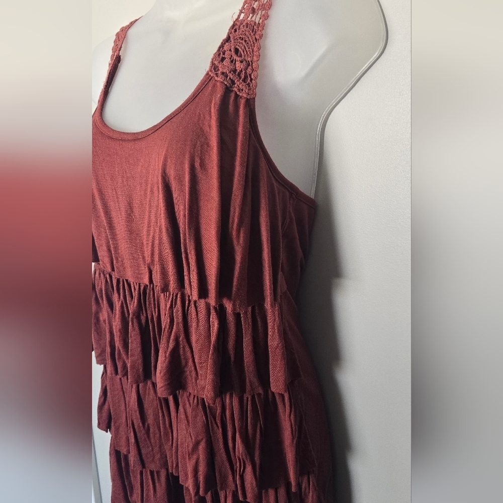 VTG Wet Seal boho tiered tank top in a warm rust/terracotta brown Womens Med - Picture 4 of 12
